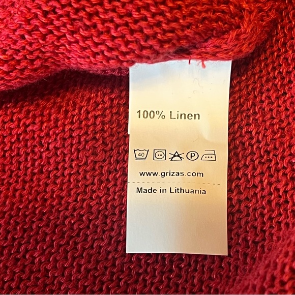 Grizas 100%Linen knit tunic sweater, loose knit, roses appliquee, 3/4 sleeves, M - Picture 6 of 12